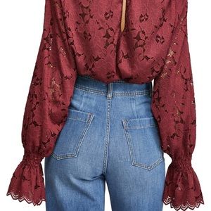 Free People Balloon Sleeve Lace Blouse